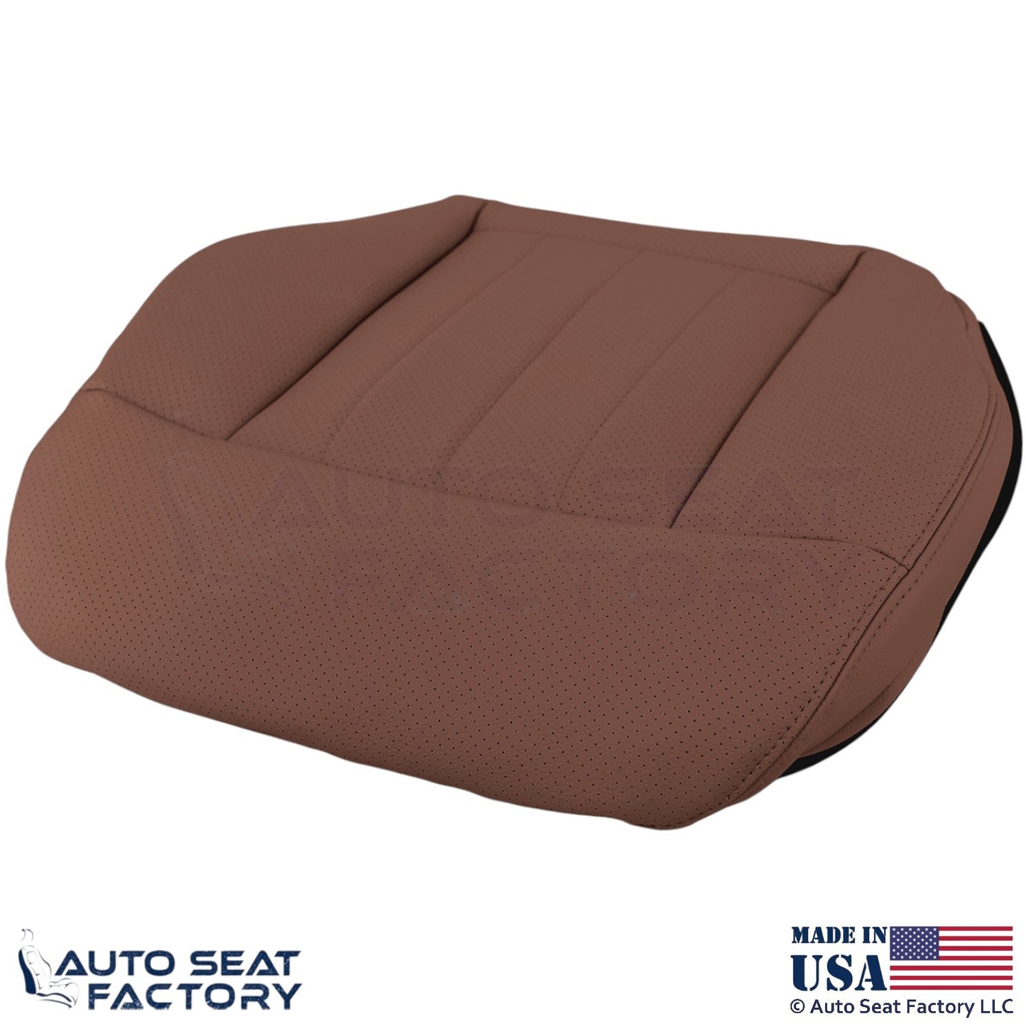 2010-2016 Fits Mercedes Benz E550 Leatherette Perf. Driver Bottom Cover Chestnut - OEM-Style Replacement Seat Cover