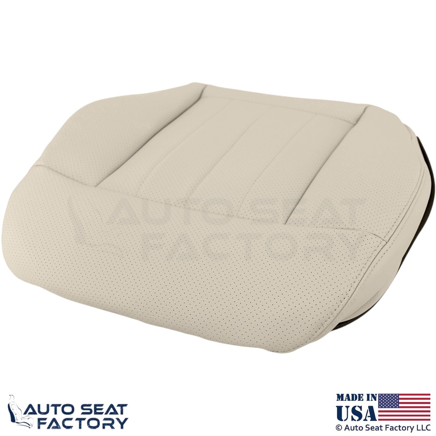 2010-2013 For Mercedes Benz E550 Genuine Leather Perf Driver Bottom Cover Almond - OEM-Style Replacement Seat Cover