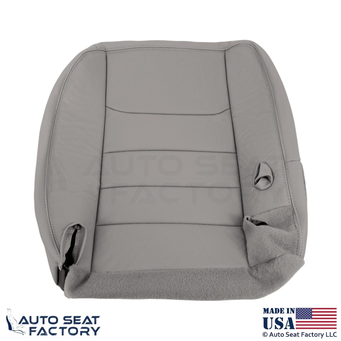 99-01 For Lincoln Town Car Genuine Leather Passenger Bottom Cover Lt. Graphite - OEM-Style Replacement Seat Cover