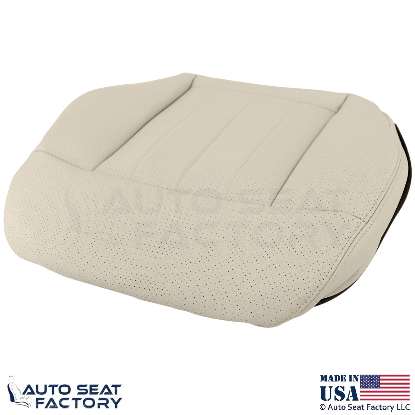 2014-2016 For Mercedes Benz E550 Leatherette Perf Driver Bottom Cover Silk Beige - OEM-Style Replacement Seat Cover