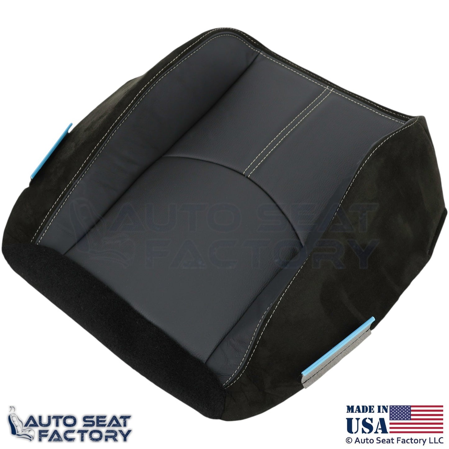 2008-2011 For Mazda Tribute Genuine Leather Driver Covers Black w/ White Stitch - OEM-Style Replacement Seat Cover