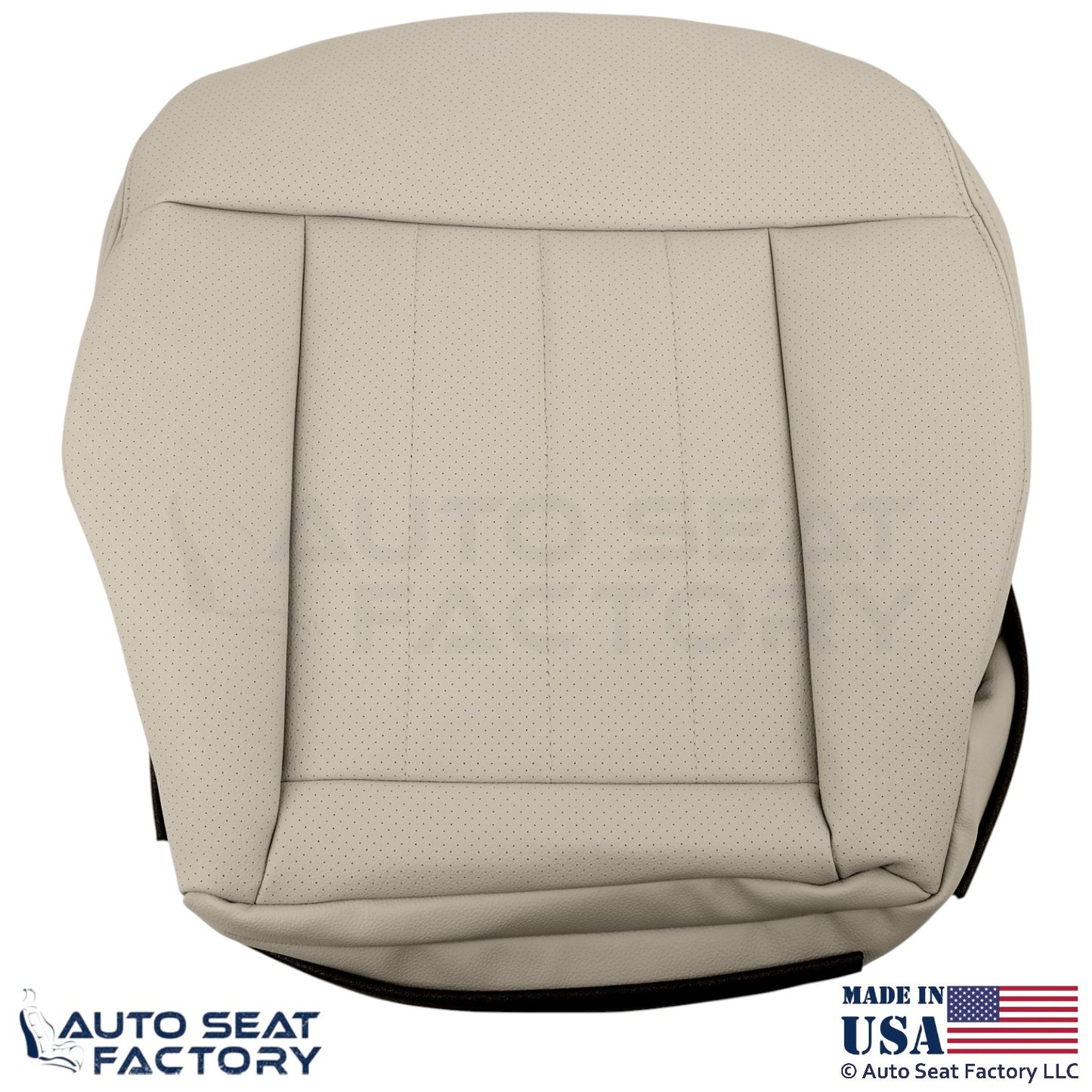 2010-2013 Fits Mercedes Benz E550 Leatherette Perf. Driver Bottom Cover Almond - OEM-Style Replacement Seat Cover