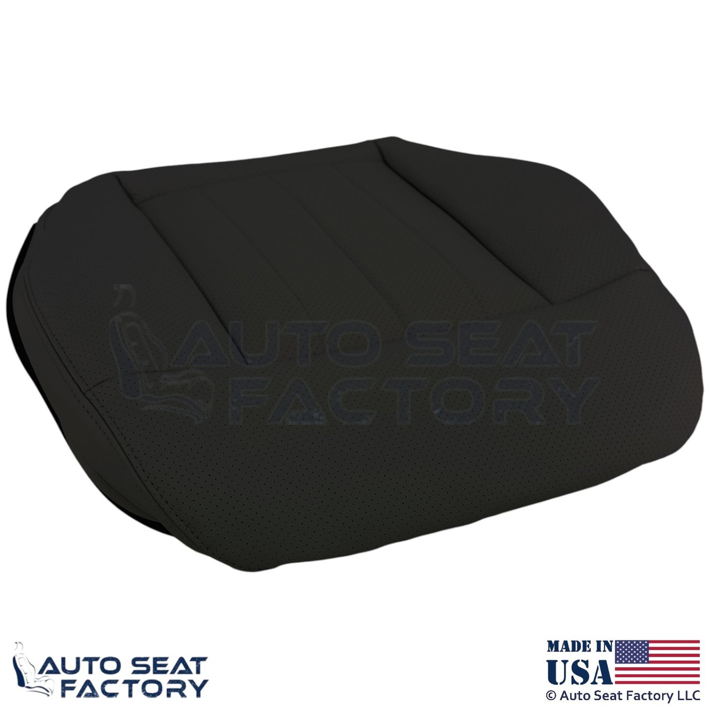 2010-2016 For Mercedes Benz E550 Leatherette Perf Passenger Bottom Cover Black - OEM-Style Replacement Seat Cover