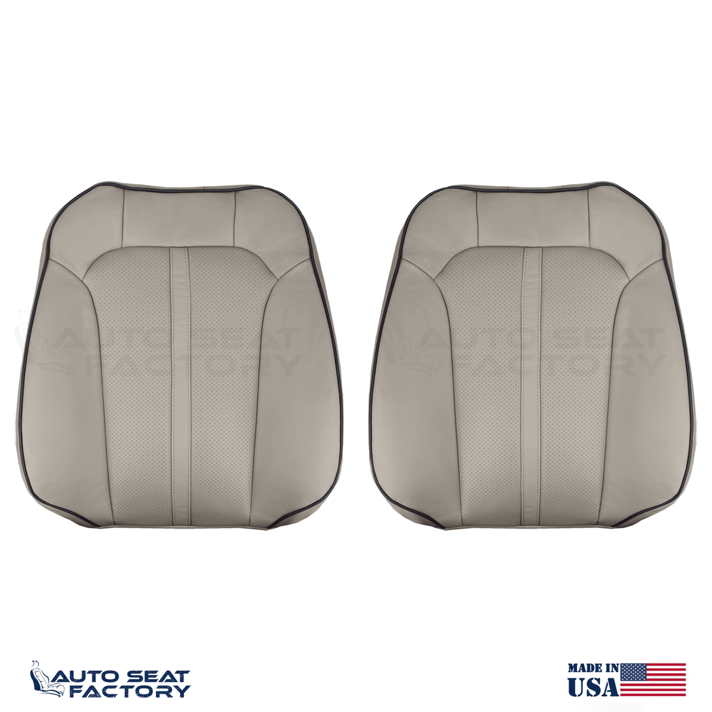 2011 - 2015 Lincoln MKX Left & Right Top Gray Leather Seat Covers, Perforated - OEM-Style Replacement Seat Cover