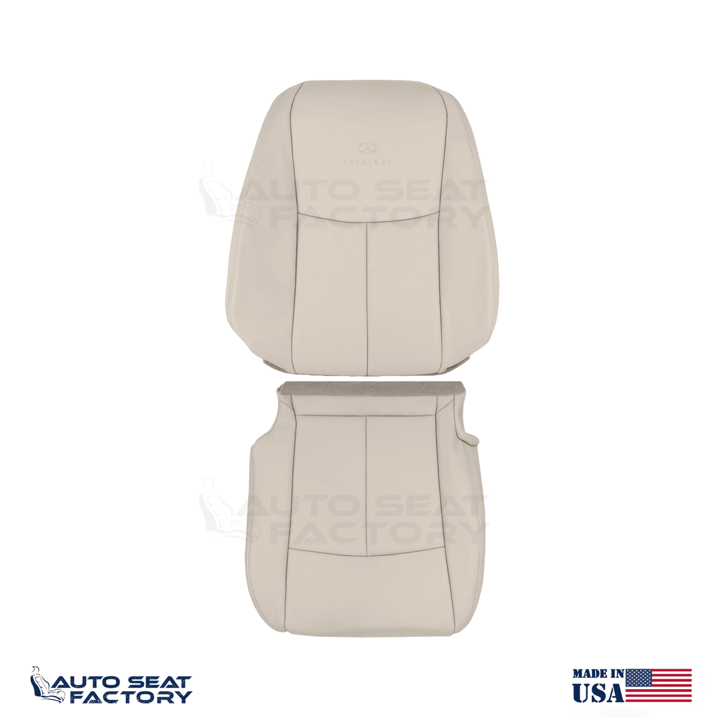 2014 - 2020 Fits Infiniti Q50 PASSENGER Wheat Vinyl SOLID Seat Covers 2PCS - OEM-Style Replacement Seat Cover