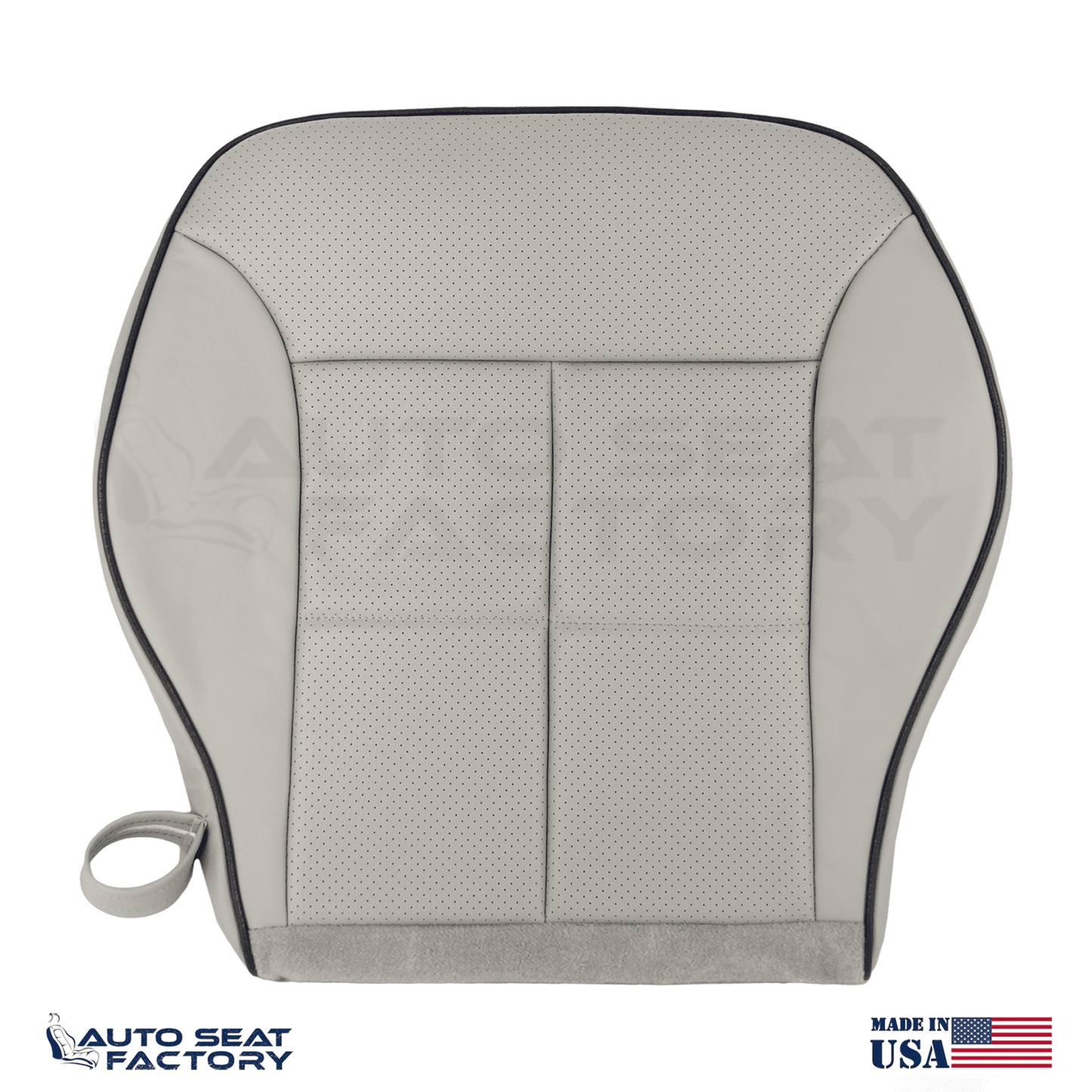 Fits 2007 -2010 Lincoln MKX Perf PASSENGER Lower Gray Leather Seat Cover +Piping - OEM-Style Replacement Seat Cover