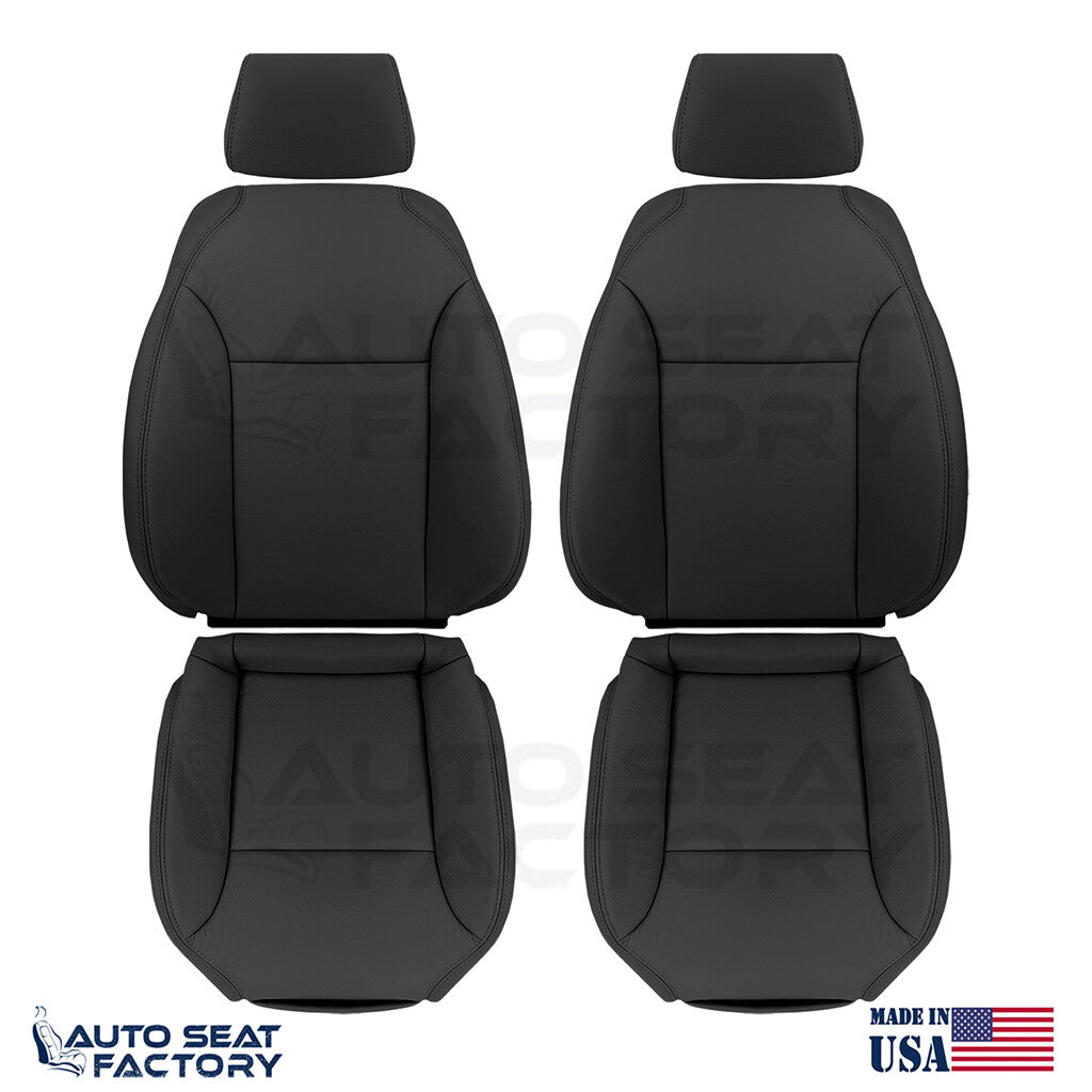 Fits 2004 - 2009 Saab 9-3 CONVERTIBLE Driver Passenger Black Vinyl Seat Covers - OEM-Style Replacement Seat Cover