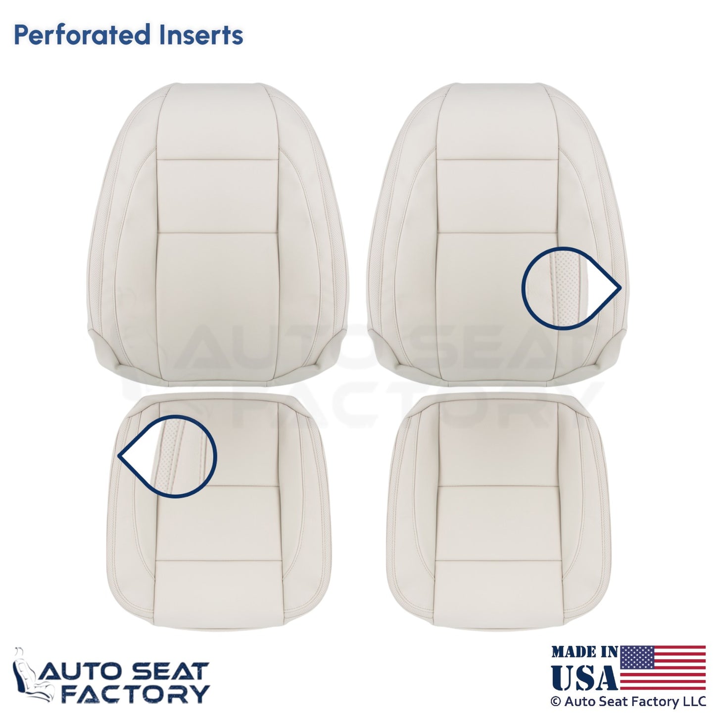 2008-2013 Fits Volvo C70 Leather Perf. Front Replacement Covers Calcite Cream - OEM-Style Replacement Seat Cover