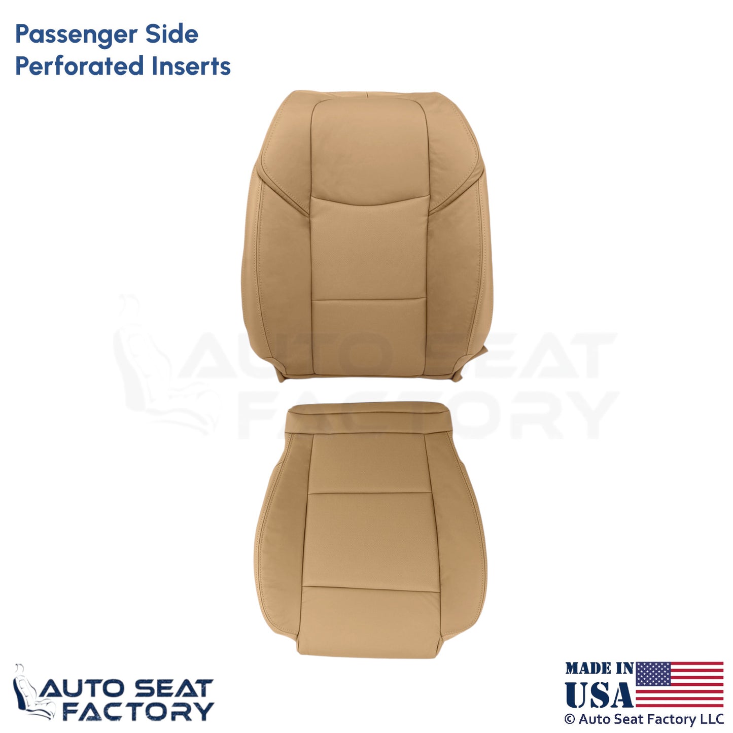 2013-2014 Fits Cadillac ATS Leather Perf Passenger Side Seat Covers Caramel - OEM-Style Replacement Seat Cover