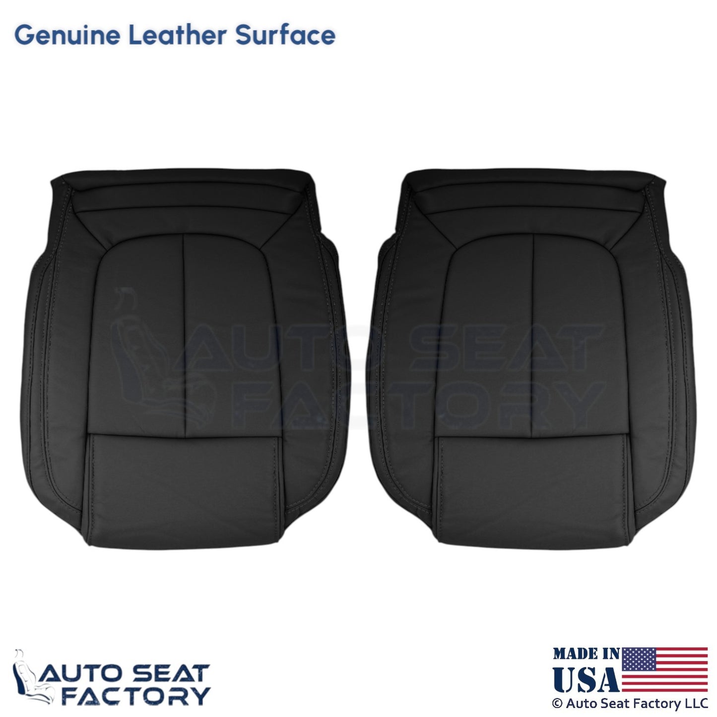 2014-2016 Fits Buick LaCrosse Genuine Leather Front Bottom Seat Covers Ebony - OEM-Style Replacement Seat Cover