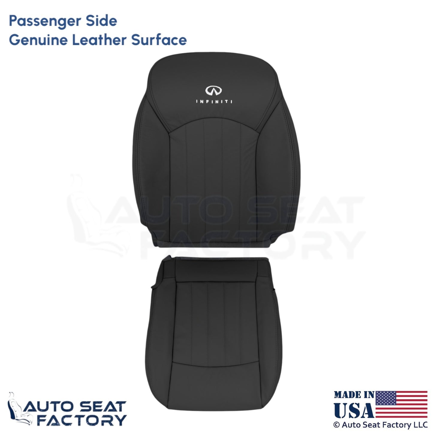 2008-2012 For Infiniti EX35 Genuine Leather Front Passenger Seat Covers Graphite - OEM-Style Replacement Seat Cover