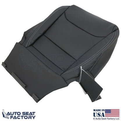 2016-2025  For Tesla Model S Leatherette Front Bottom Covers Black w/ White Stch - OEM-Style Replacement Seat Cover