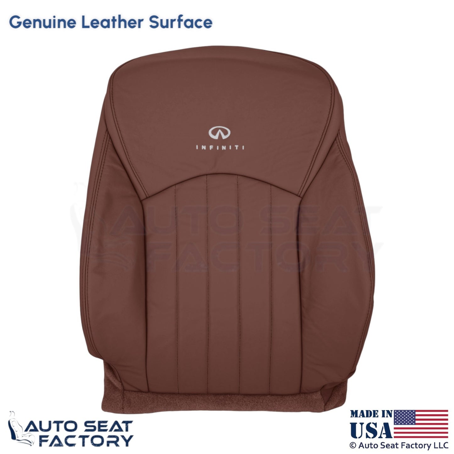 2008-2012 For Infiniti EX35 Genuine Leather Front Driver Top Seat Cover Chestnut - OEM-Style Replacement Seat Cover