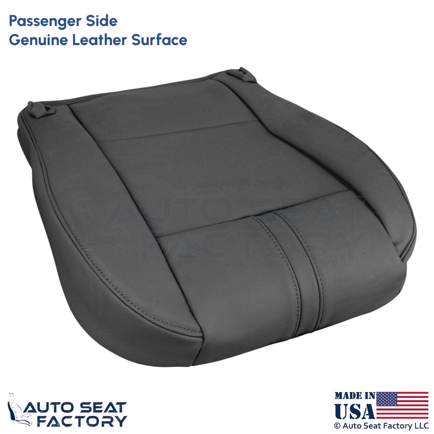 2003-2010 Fits BMW X3 Genuine Leather Front Passenger Bottom Seat Cover Black - OEM-Style Replacement Seat Cover