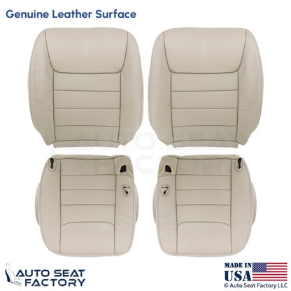 1999-2001 Fits Lincoln Town Car Genuine Leather Front Seat Covers Lt. Parchment - OEM-Style Replacement Seat Cover