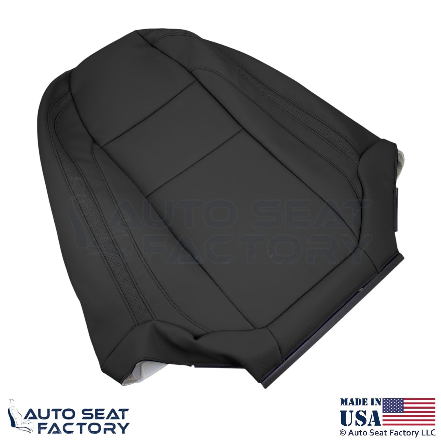 2008-2013 Fits Volvo C70 Leather Perf. Front Passenger Top Seat Cover Offblack - OEM-Style Replacement Seat Cover