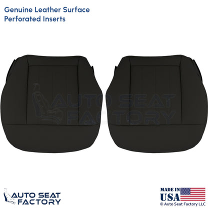 2010-2016 Fits Mercedes Benz E550 E350 Genuine Leather Perf. Bottom Covers Black - OEM-Style Replacement Seat Cover