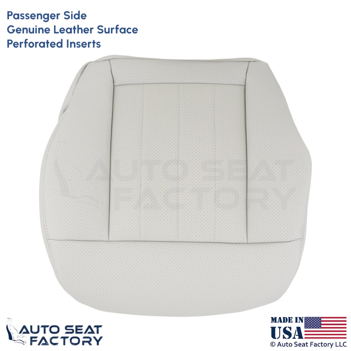 2010-2013 For Mercedes Benz E550 Genuine Leather Perf Passenger Bottom Cover Ash - OEM-Style Replacement Seat Cover