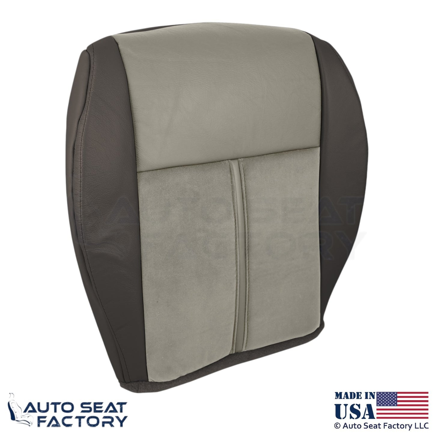 2006-2007 Fits Jeep Grand Cherokee Leather Suede Insert Bottom Seat Covers Gray - OEM-Style Replacement Seat Cover