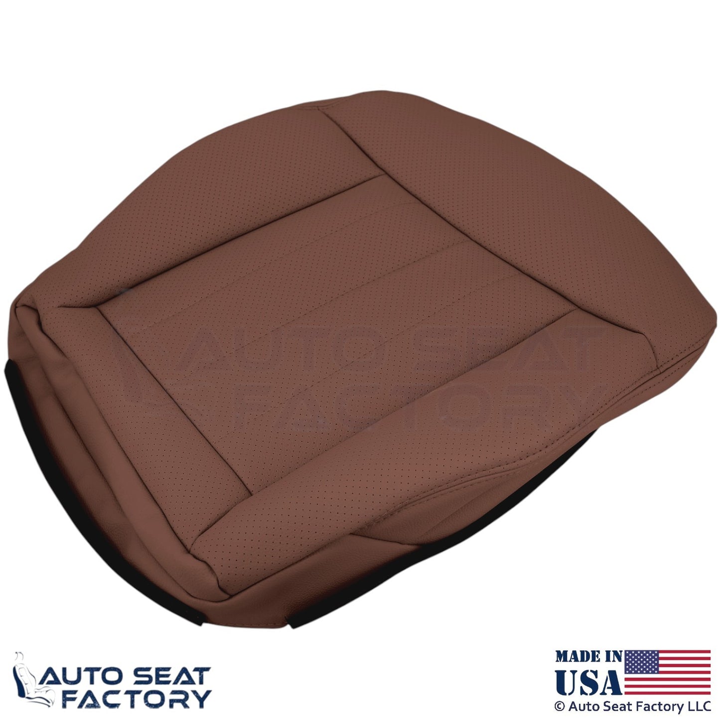 2010-2016 Fits Mercedes Benz E550 Leatherette Perf. Driver Bottom Cover Chestnut - OEM-Style Replacement Seat Cover