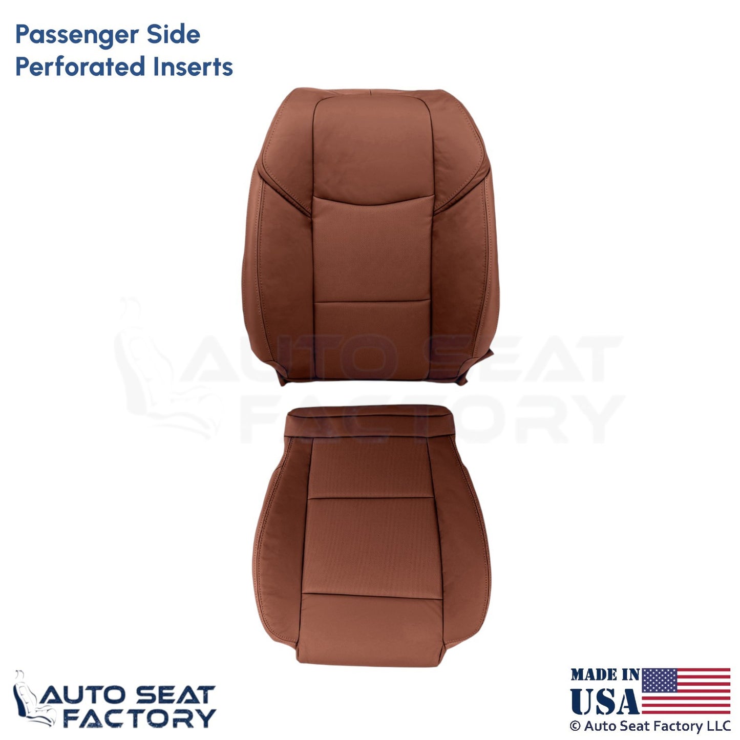 2015-2019 Fits Cadillac ATS Leatherette Perf Front Passenger Side Covers Brown - OEM-Style Replacement Seat Cover