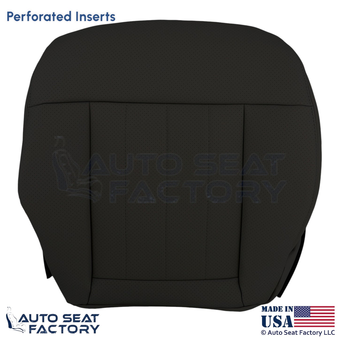 2010-2016 For Mercedes Benz E550 E350 Leatherette Perf Driver Bottom Cover Black - OEM-Style Replacement Seat Cover