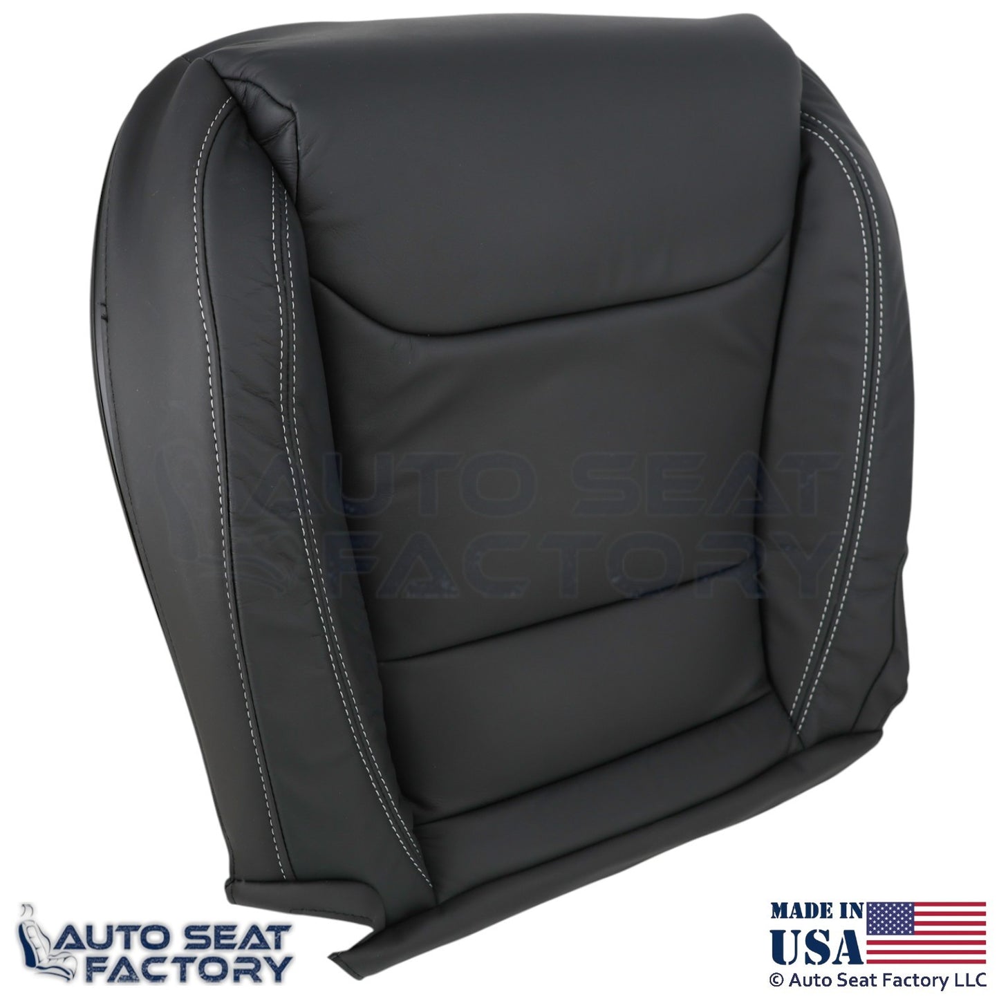 2016-2025  For Tesla Model S Leatherette Passenger Bottom Cover Black/White Stch - OEM-Style Replacement Seat Cover