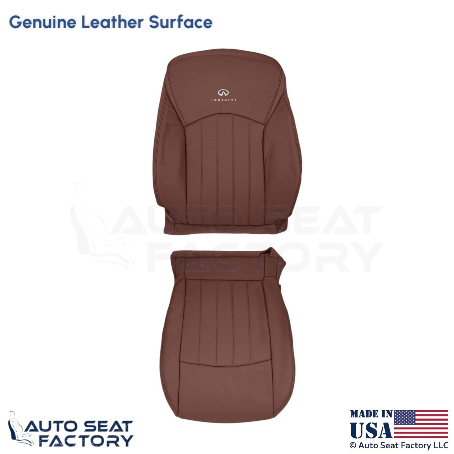 2008-2012 Fits Infiniti EX35 Genuine Leather Driver Side Seat Covers Chestnut - OEM-Style Replacement Seat Cover
