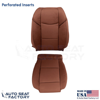 2015-2019 Fits Cadillac ATS Leather Perf Front Driver Side Seat Covers Brown - OEM-Style Replacement Seat Cover