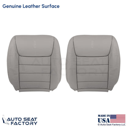 1999-2001 Fits Lincoln Town Car Genuine Leather Front Top Covers Light Graphite - OEM-Style Replacement Seat Cover