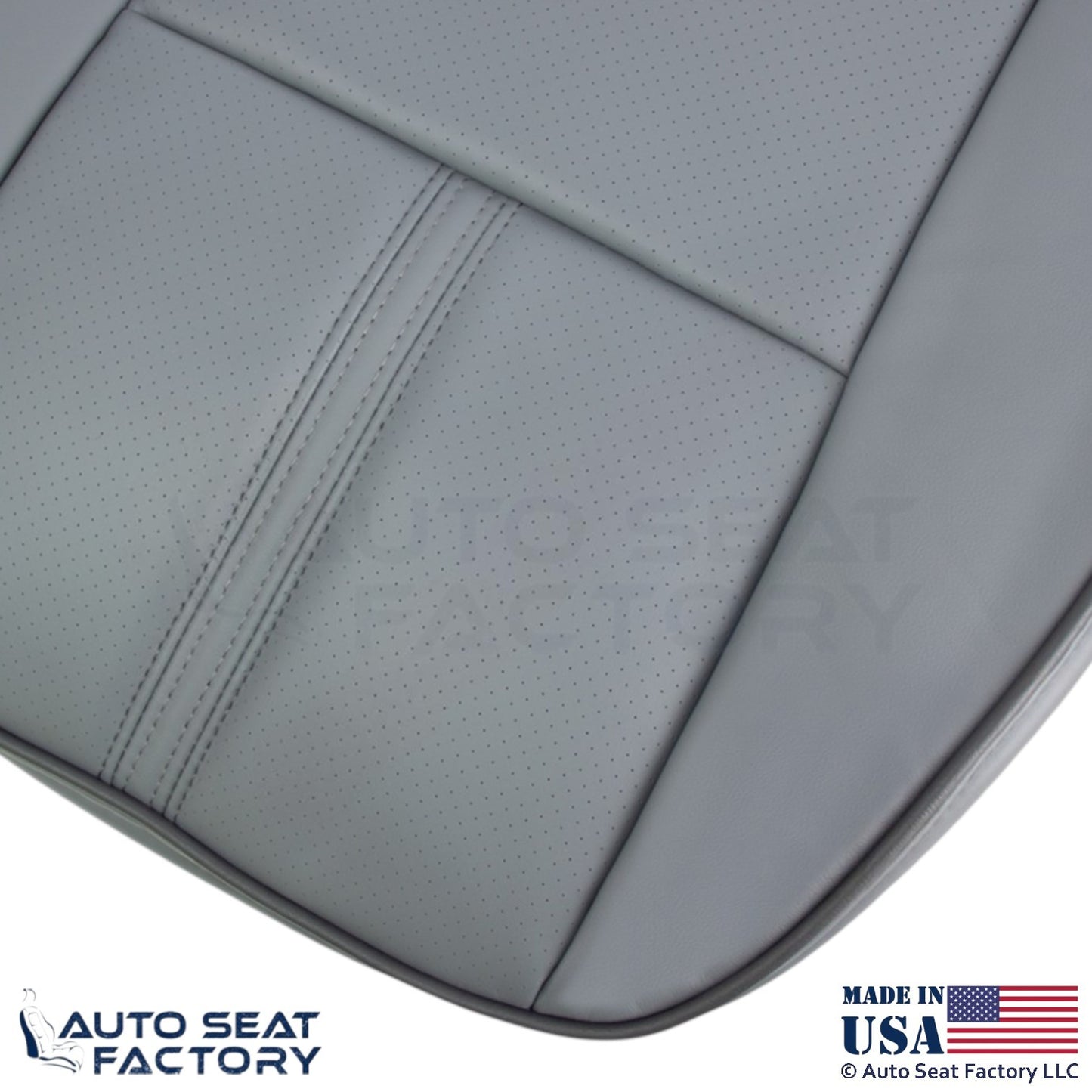 2010-2012 Fits Lincoln MKZ Genuine Leather Perf Driver Bottom Seat Covers Gray - OEM-Style Replacement Seat Cover