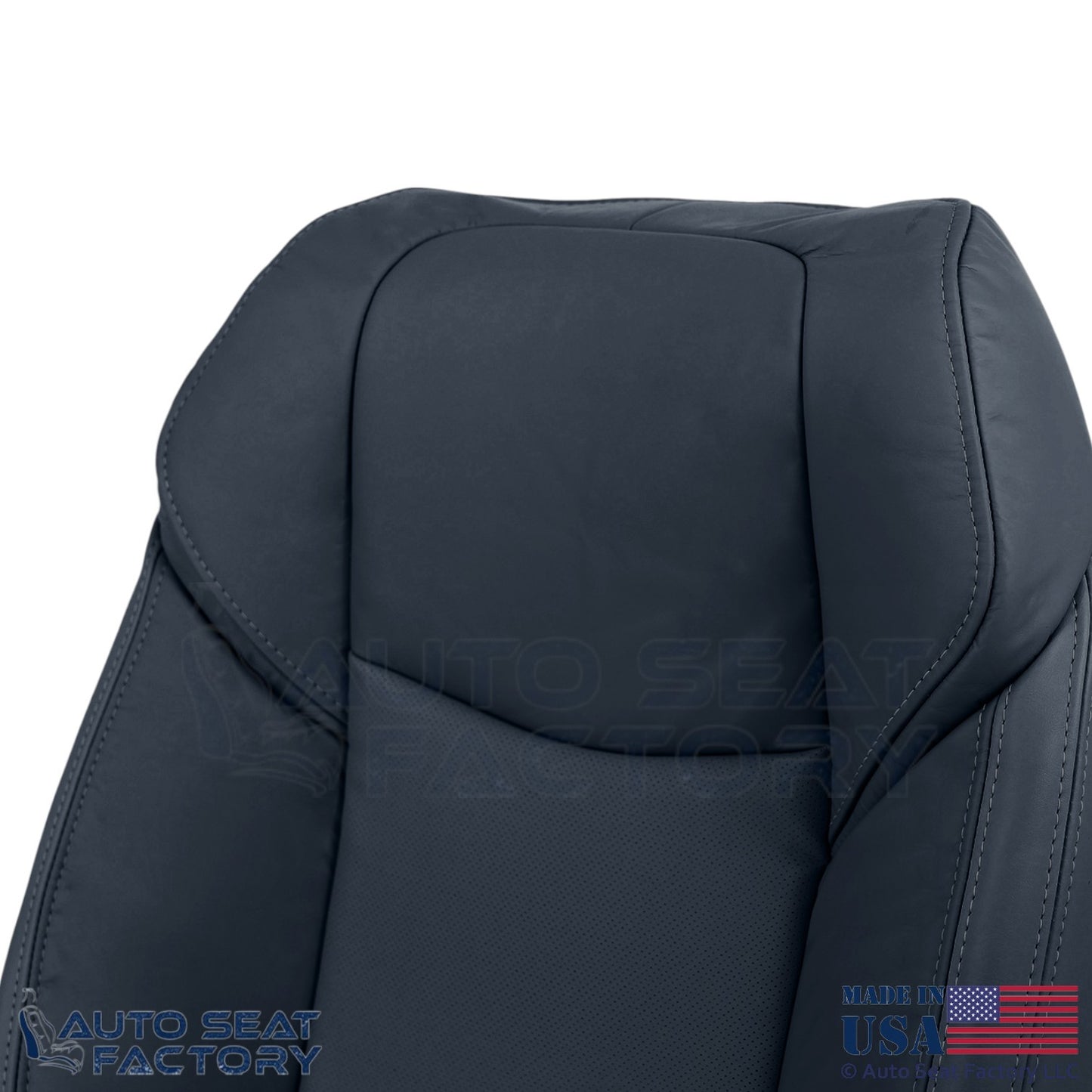 2013-2019 Fits Cadillac ATS Leatherette Perf Front Passenger Top Cover Black - OEM-Style Replacement Seat Cover