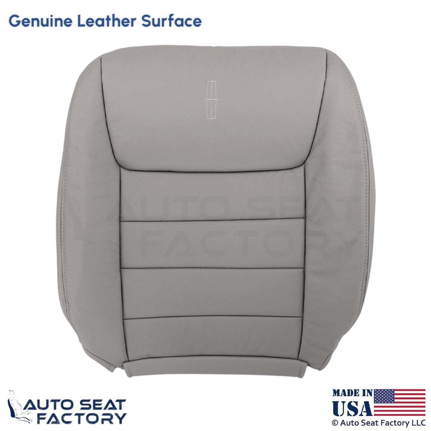 1999-2001 Fits Lincoln Town Car Genuine Leather Driver Top Cover Light Graphite - OEM-Style Replacement Seat Cover