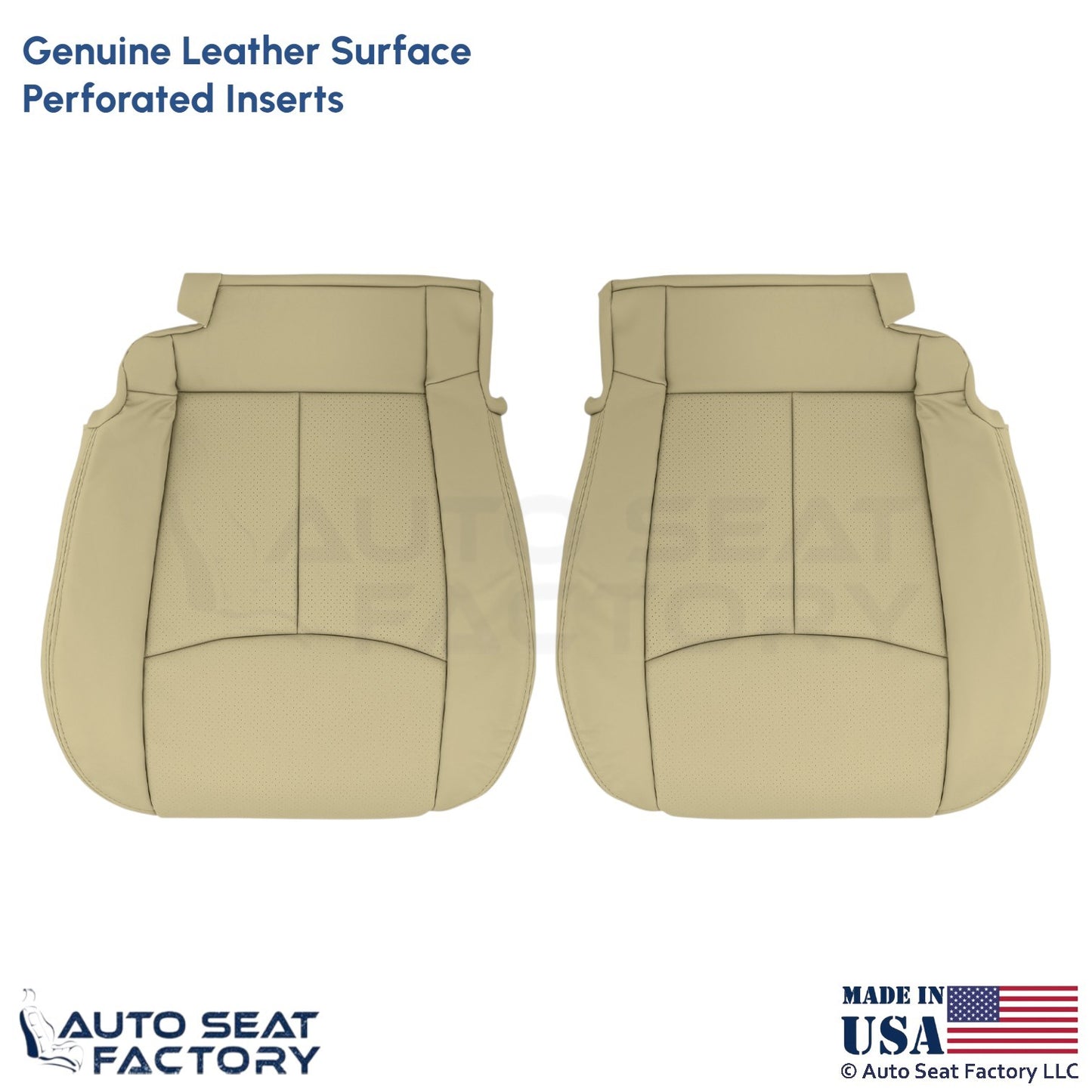 2011-2013 Fits Infiniti M37 M56 Genuine Leather Front Bottom Seat Covers Wheat - OEM-Style Replacement Seat Cover