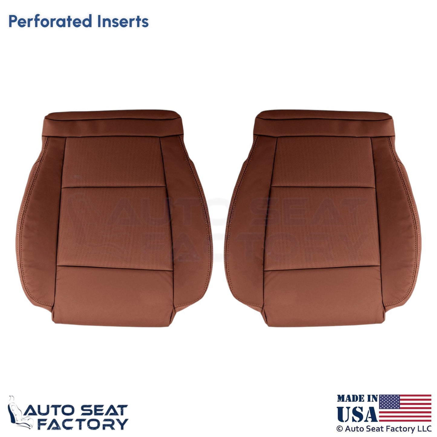 2015-2019 Fits Cadillac ATS Leather Perf Front Bottom Seat Covers Brown - OEM-Style Replacement Seat Cover