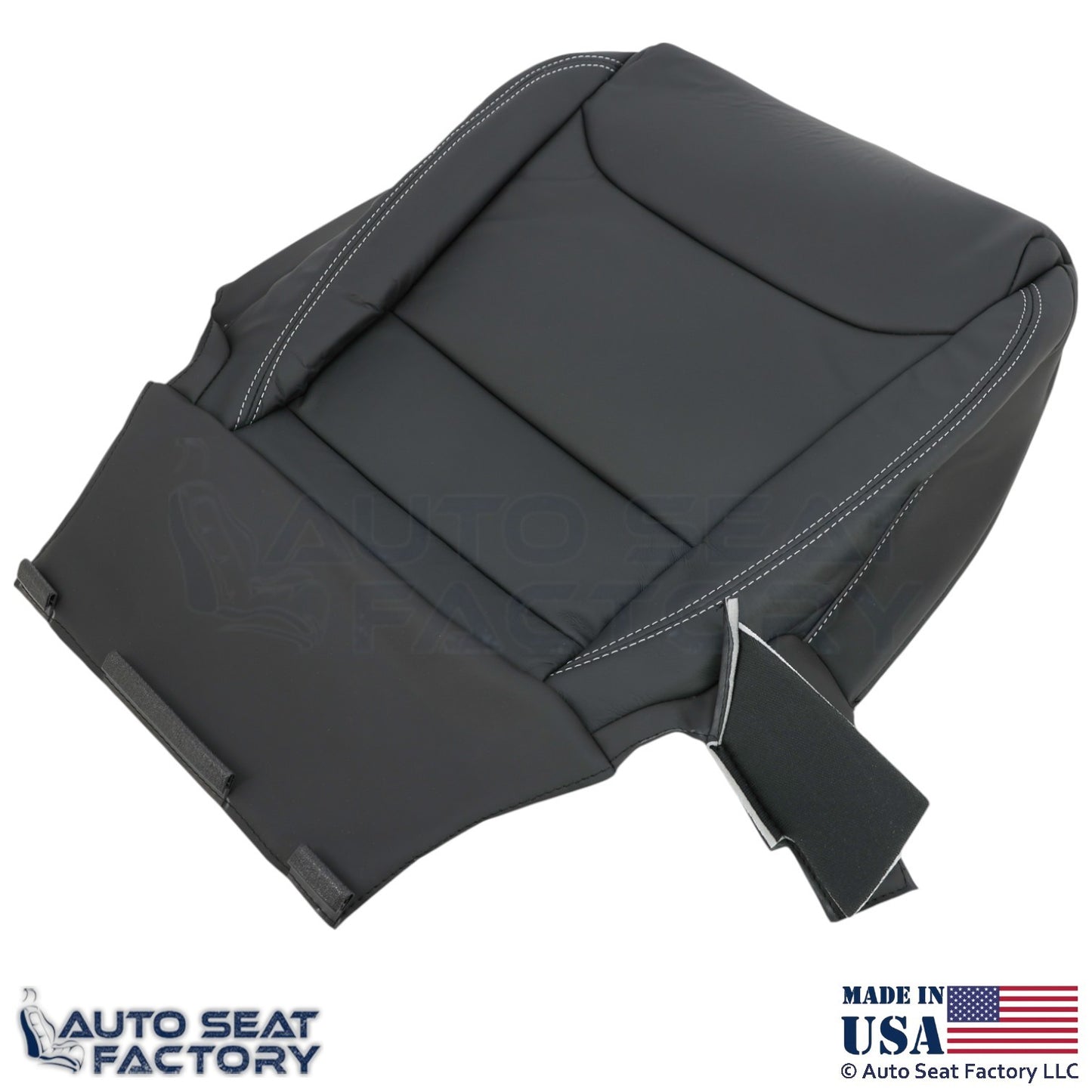 2016-2025  For Tesla Model S Leatherette Passenger Bottom Cover Black/White Stch - OEM-Style Replacement Seat Cover