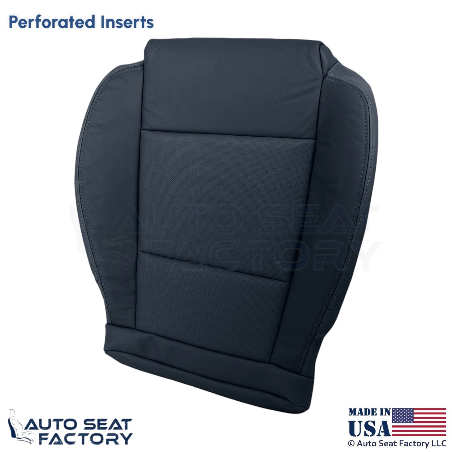 2013-2019 For Cadillac ATS Leatherette Perf Front Driver Bottom Seat Cover Black - OEM-Style Replacement Seat Cover