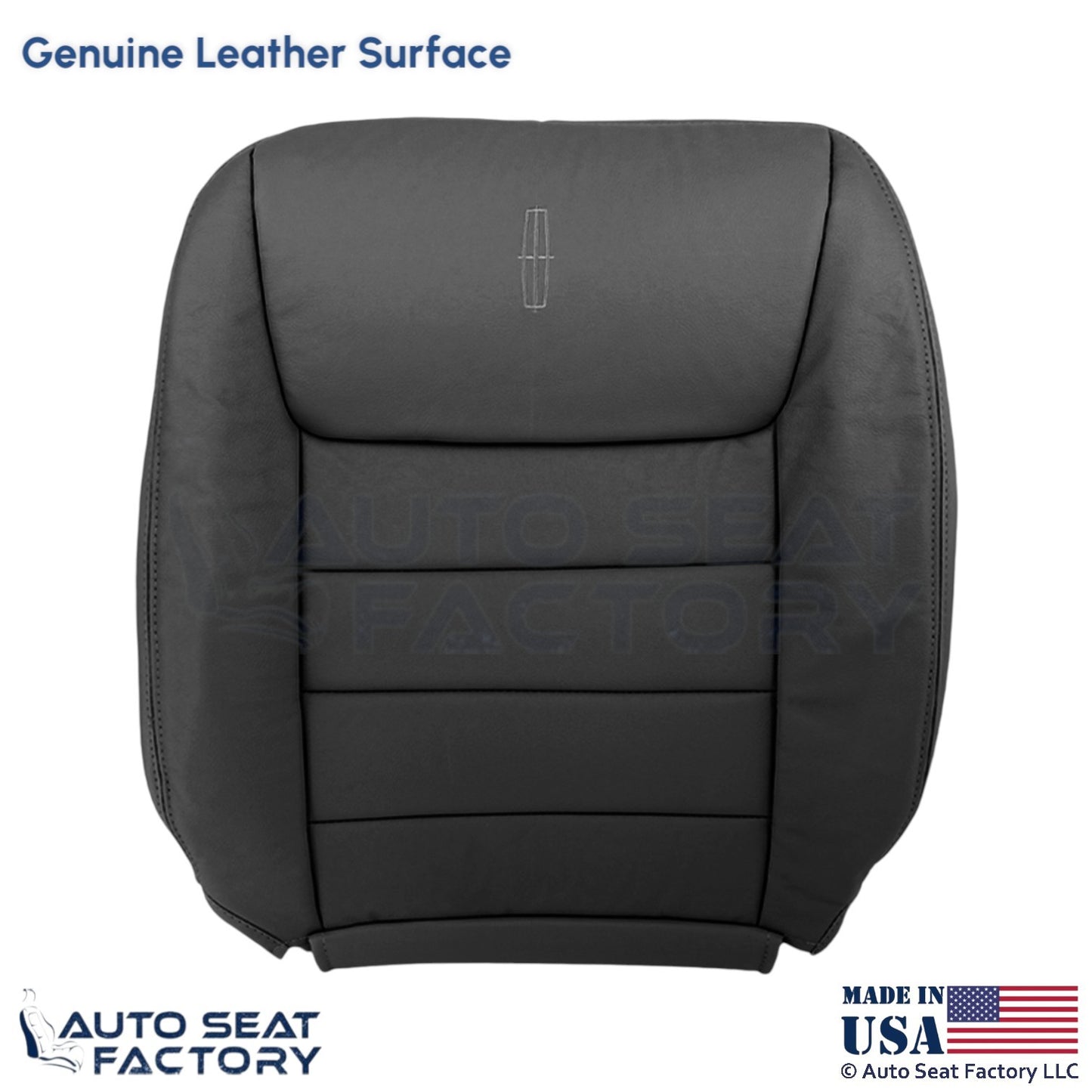 1999-2001 Fits Lincoln Town Car Genuine Leather Driver Top Cover Deep Charcoal - OEM-Style Replacement Seat Cover