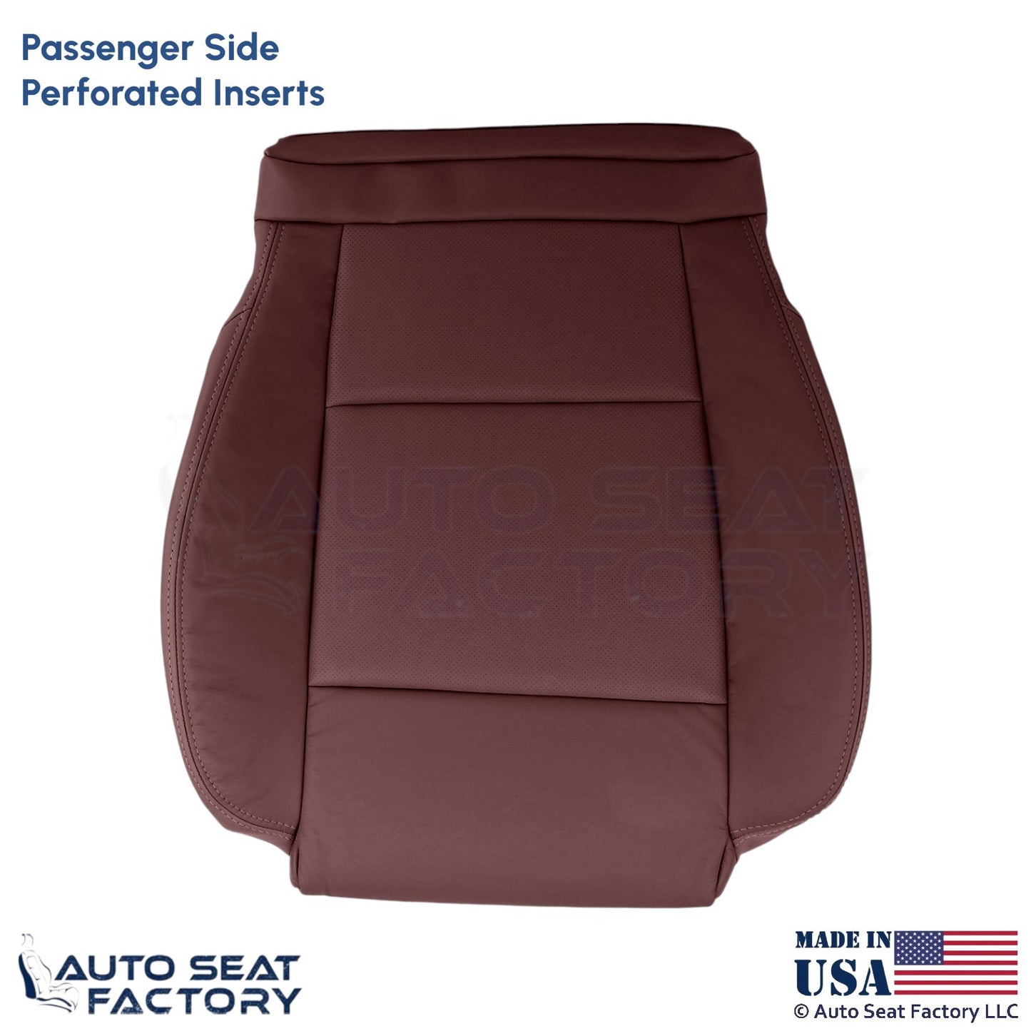 2013-2019 For Cadillac ATS Leather Perf Front Passenger Bottom Cover Morello Red - OEM-Style Replacement Seat Cover