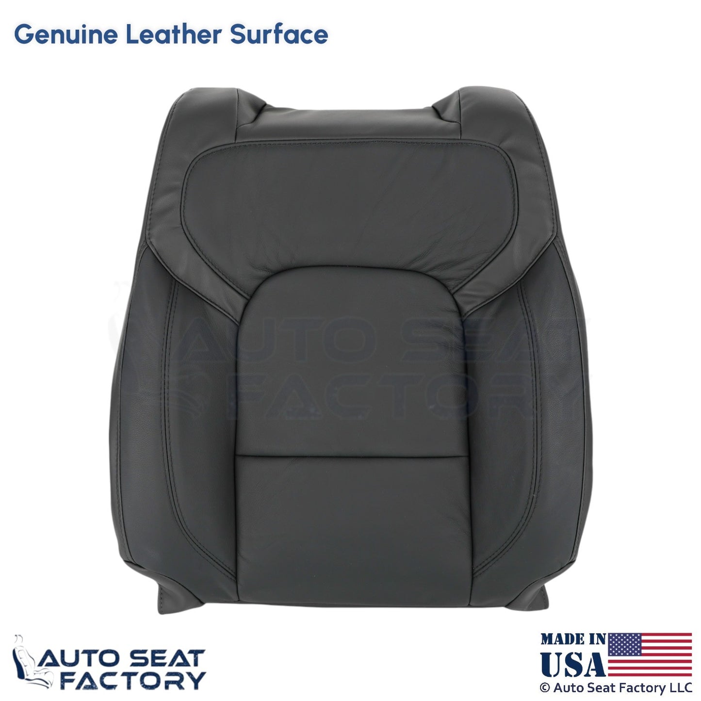 2020 Fits Dodge Ram 1500 Quad Cab Genuine Leather Driver Top Seat Covers Black - OEM-Style Replacement Seat Cover