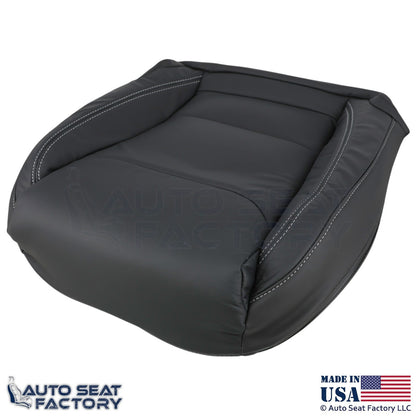 2016-2025  For Tesla Model S Leatherette Driver Bottom Cover Black w/ White Stch - OEM-Style Replacement Seat Cover