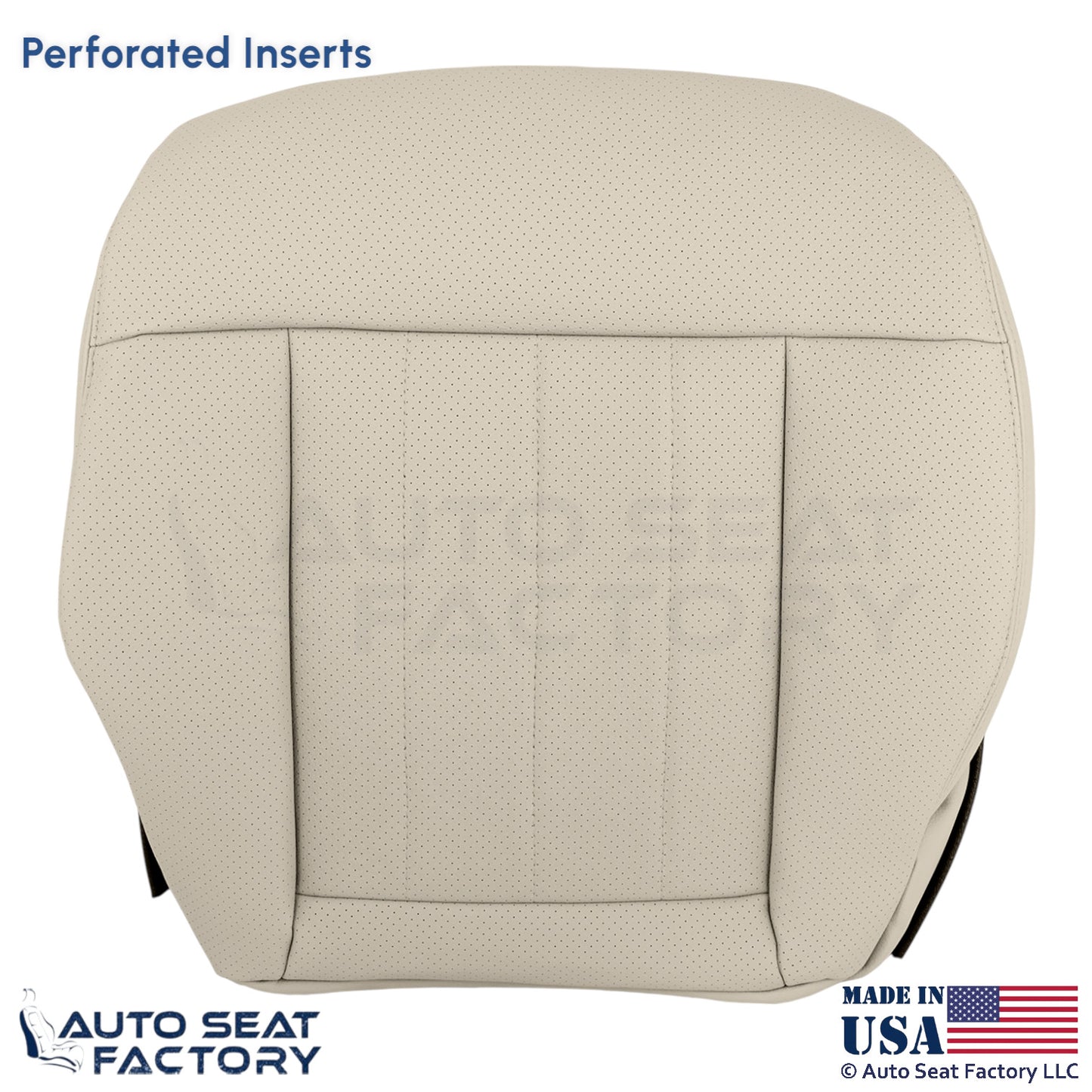 2010-2013 Fits Mercedes Benz E550 Leatherette Perf. Driver Bottom Cover Almond - OEM-Style Replacement Seat Cover