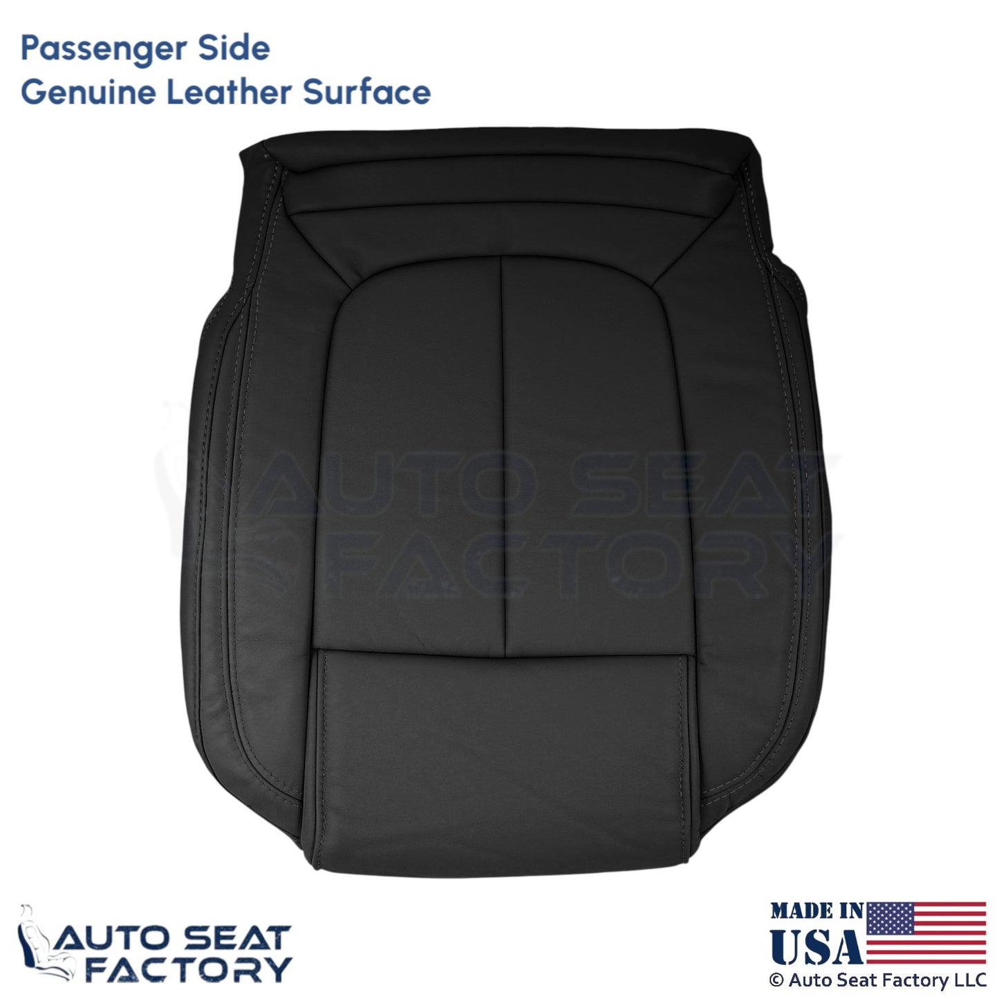 2014-2016 Fits Buick LaCrosse Genuine Leather Passenger Bottom Seat Covers Ebony - OEM-Style Replacement Seat Cover