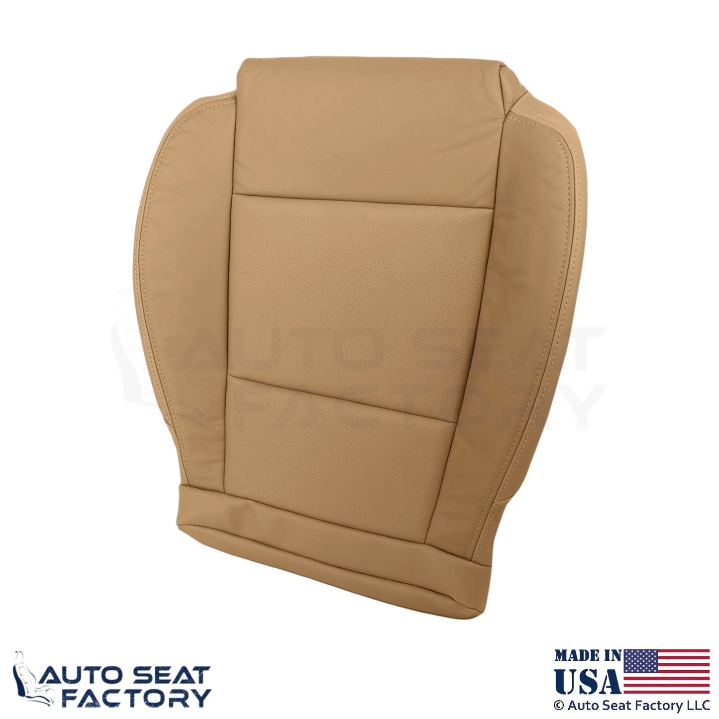 2013-2014 For Cadillac ATS Leatherette Perf Front Passenger Bottom Cover Caramel - OEM-Style Replacement Seat Cover