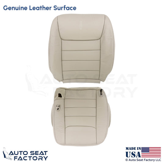 1999-2001 Fits Lincoln Town Car Genuine Leather Driver Seat Covers Lt. Parchment - OEM-Style Replacement Seat Cover