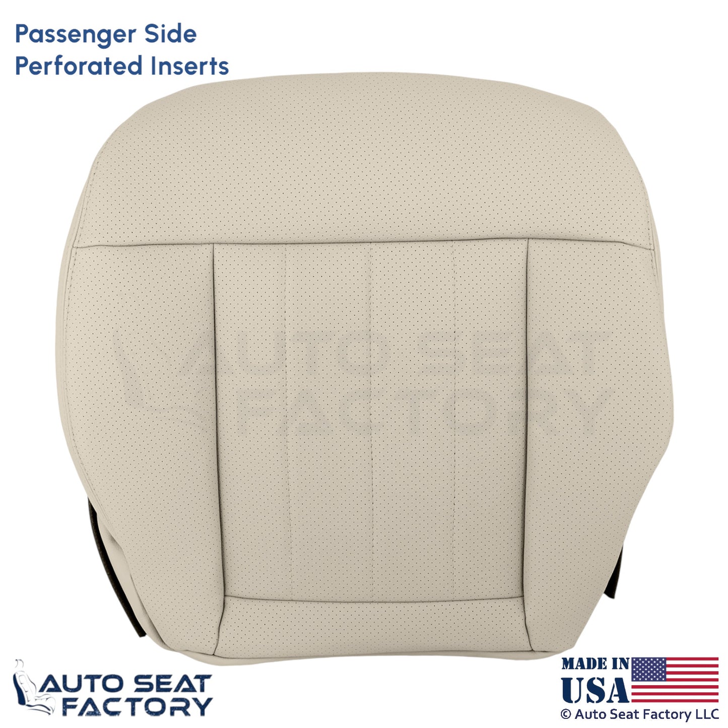 2010-2013 Fits Mercedes Benz E550 Leatherette Perf Passenger Bottom Cover Almond - OEM-Style Replacement Seat Cover