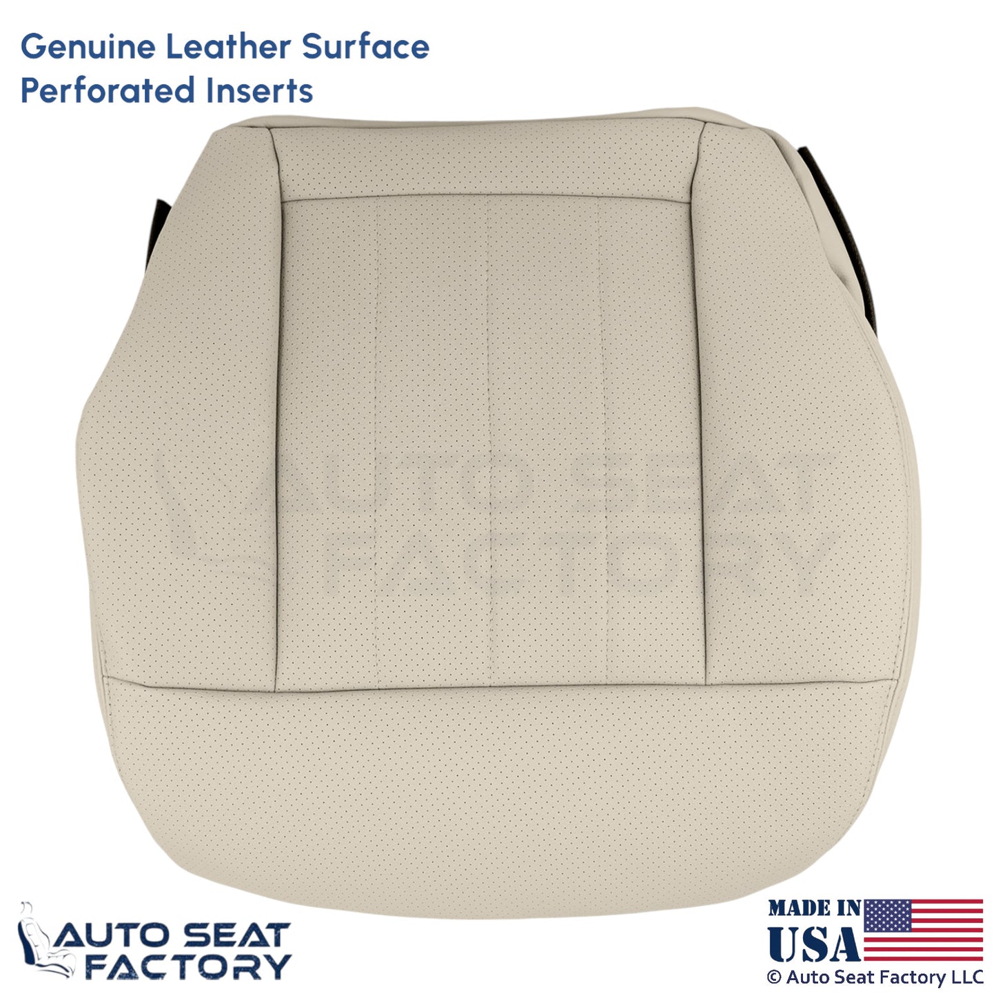 2010-2013 For Mercedes Benz E550 Genuine Leather Perf Driver Bottom Cover Almond - OEM-Style Replacement Seat Cover
