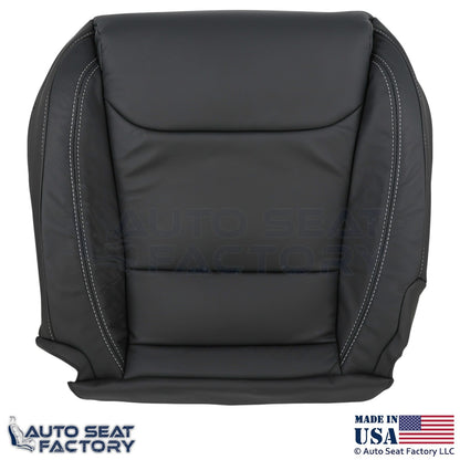 2016-2025  For Tesla Model S Leatherette Driver Bottom Cover Black w/ White Stch - OEM-Style Replacement Seat Cover