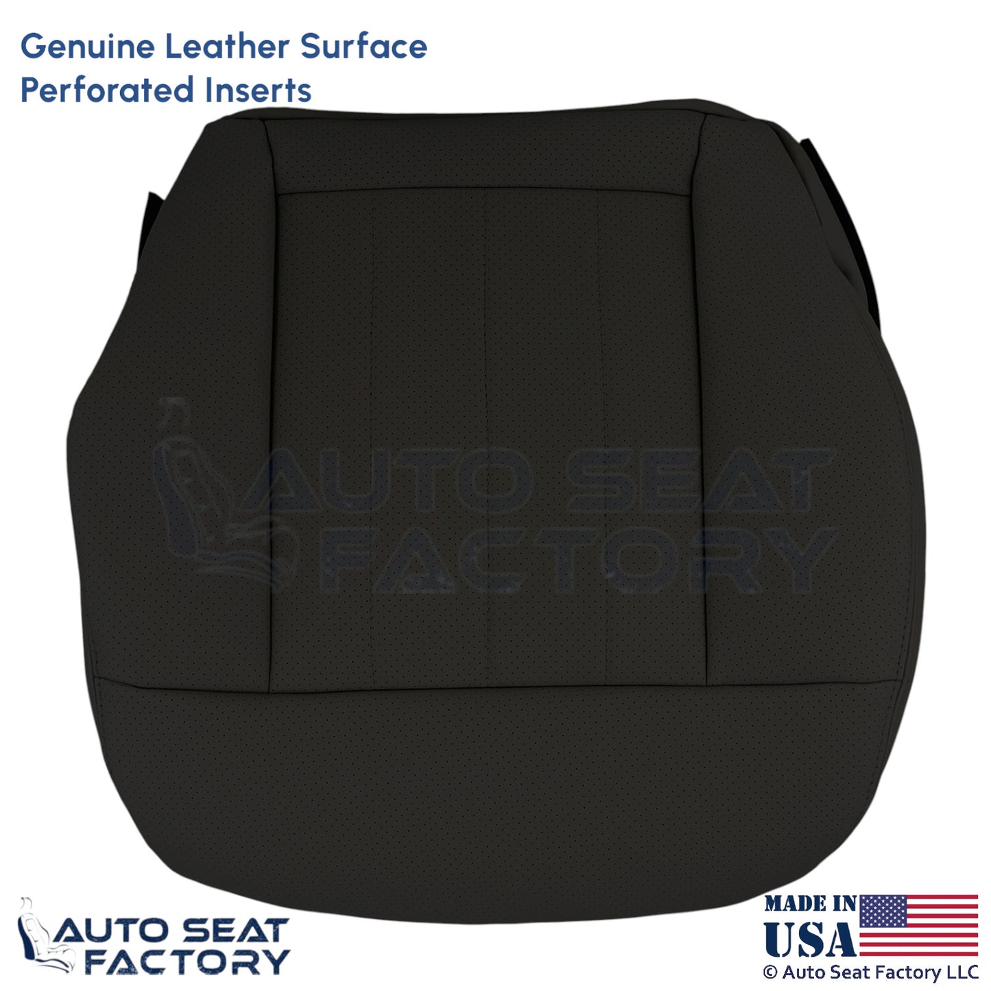 2010-2016 For Mercedes Benz E550 Genuine Leather Perf. Driver Bottom Cover Black - OEM-Style Replacement Seat Cover