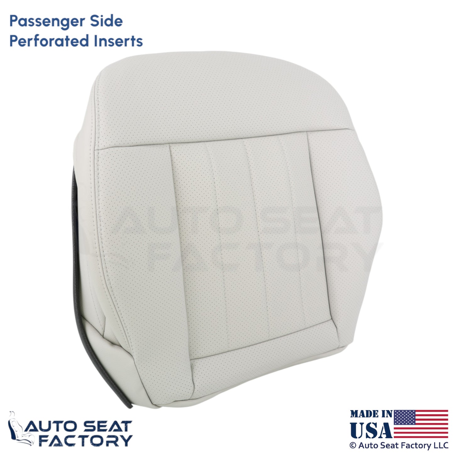 2014-2016 For Mercedes Benz E550 Leatherette Perf Passenger Bottom Cover Lt Gray - OEM-Style Replacement Seat Cover